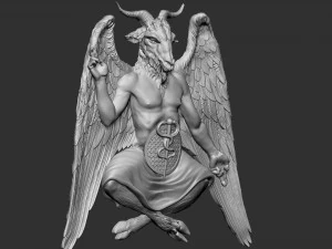 Baphomet Bas-Relief 01 3D Print Model