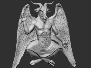 Baphomet Bas-Relief 01 3D Print Model