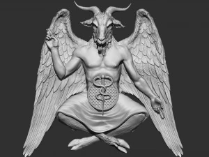 Baphomet Bas-Relief 01 3D Print Model