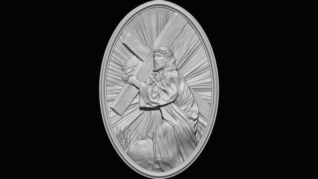 Jesus Bas-Relief 02 3Dプリントモデル .c4d .max .obj .3ds .fbx .stl .blend 