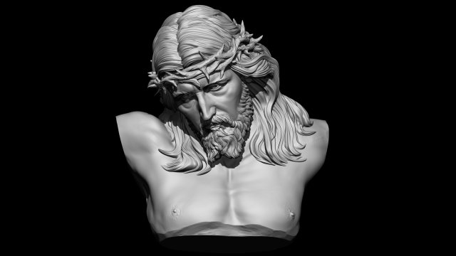 Jesus Bust 03 Model Cetak 3D .c4d .max .obj .3ds .fbx .stl .blend 