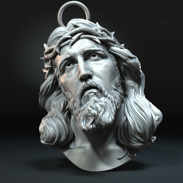 Jesus Head 01 3D-Druckmodell .c4d .max .obj .3ds .fbx .stl .blend 