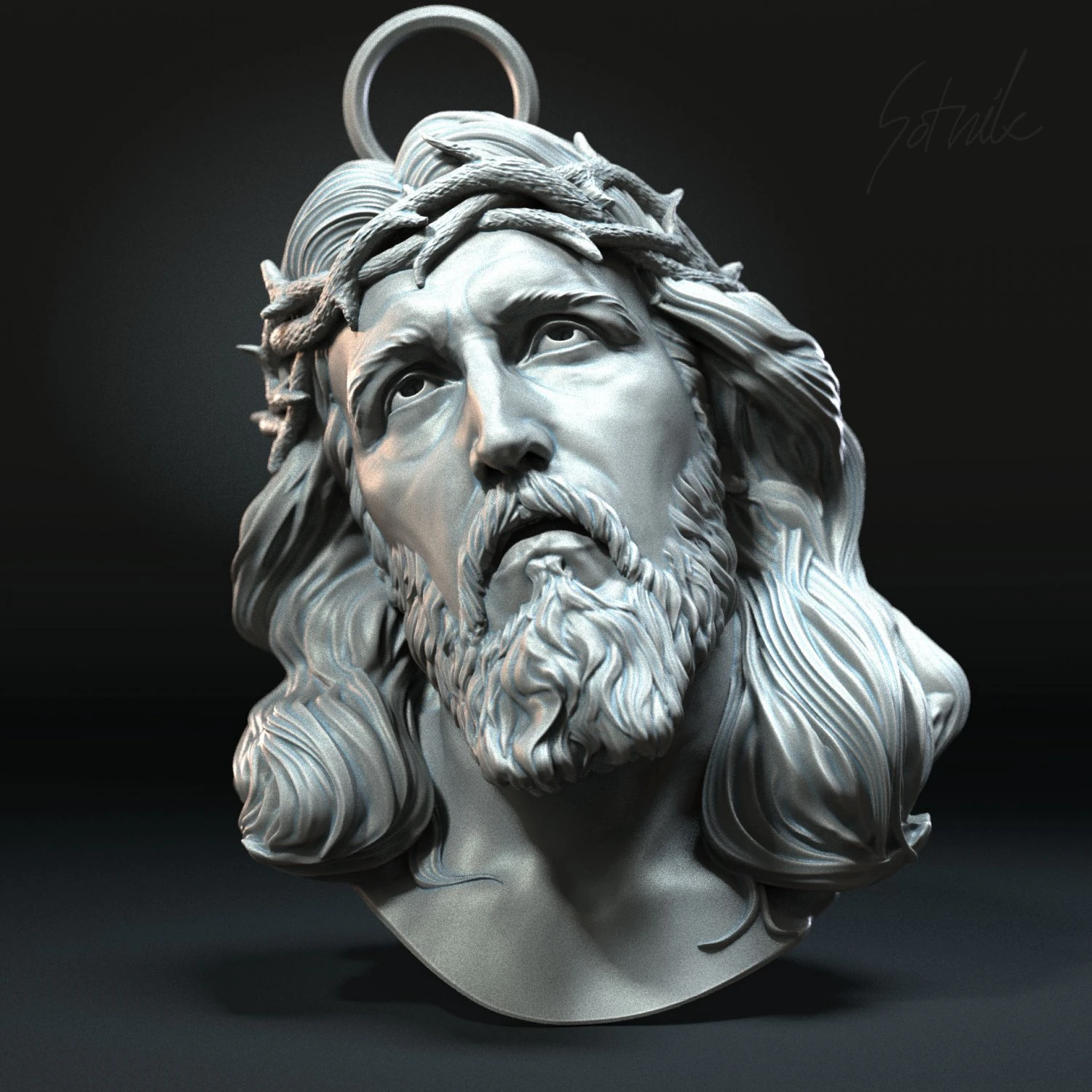 Jesus Head 01 3D Print Model .c4d .max .obj .3ds .fbx .stl .blend 