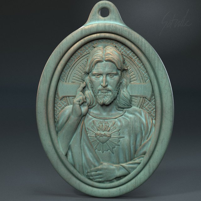 Jesus Medallion 01 Modelo de impresión 3D .c4d .max .obj .3ds .fbx .stl .blend 