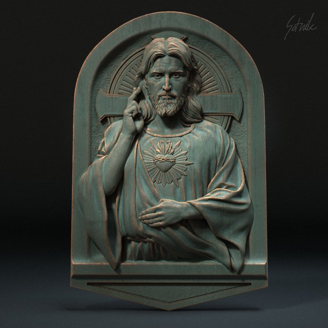 Jesus Relief 01 3D 프린트 모델 .c4d .max .obj .3ds .fbx .stl .blend 