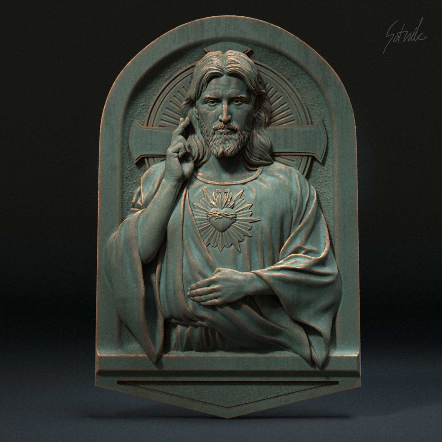 Jesus Relief 01 3D Print Model .c4d .max .obj .3ds .fbx .stl .blend 