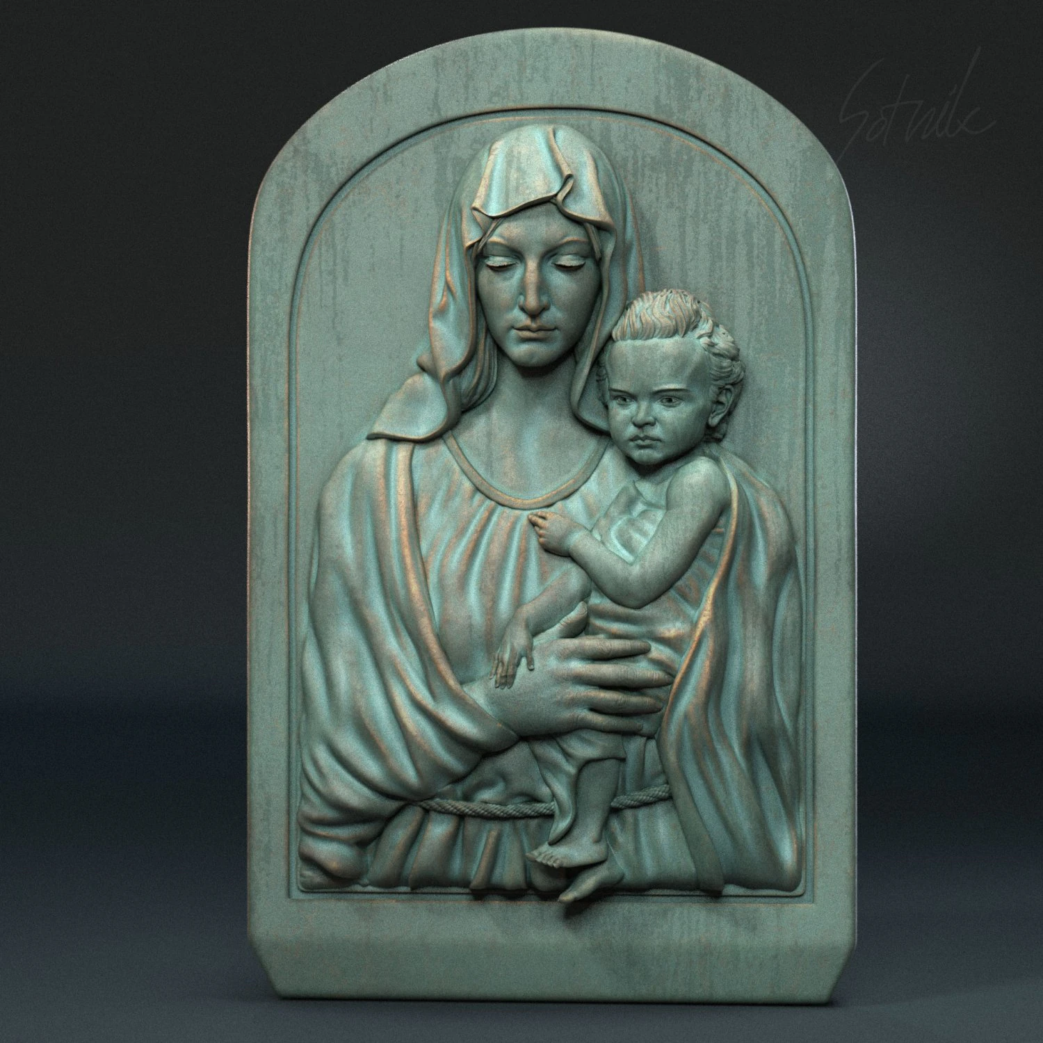Mother Maria bas-relief 01 3D Print Model .c4d .max .obj .3ds .fbx .stl .blend 