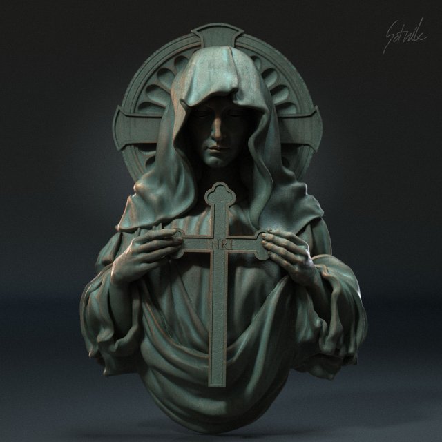 Mother Maria bas-relief 02 3D Принт Модель .c4d .max .obj .3ds .fbx .stl .blend 