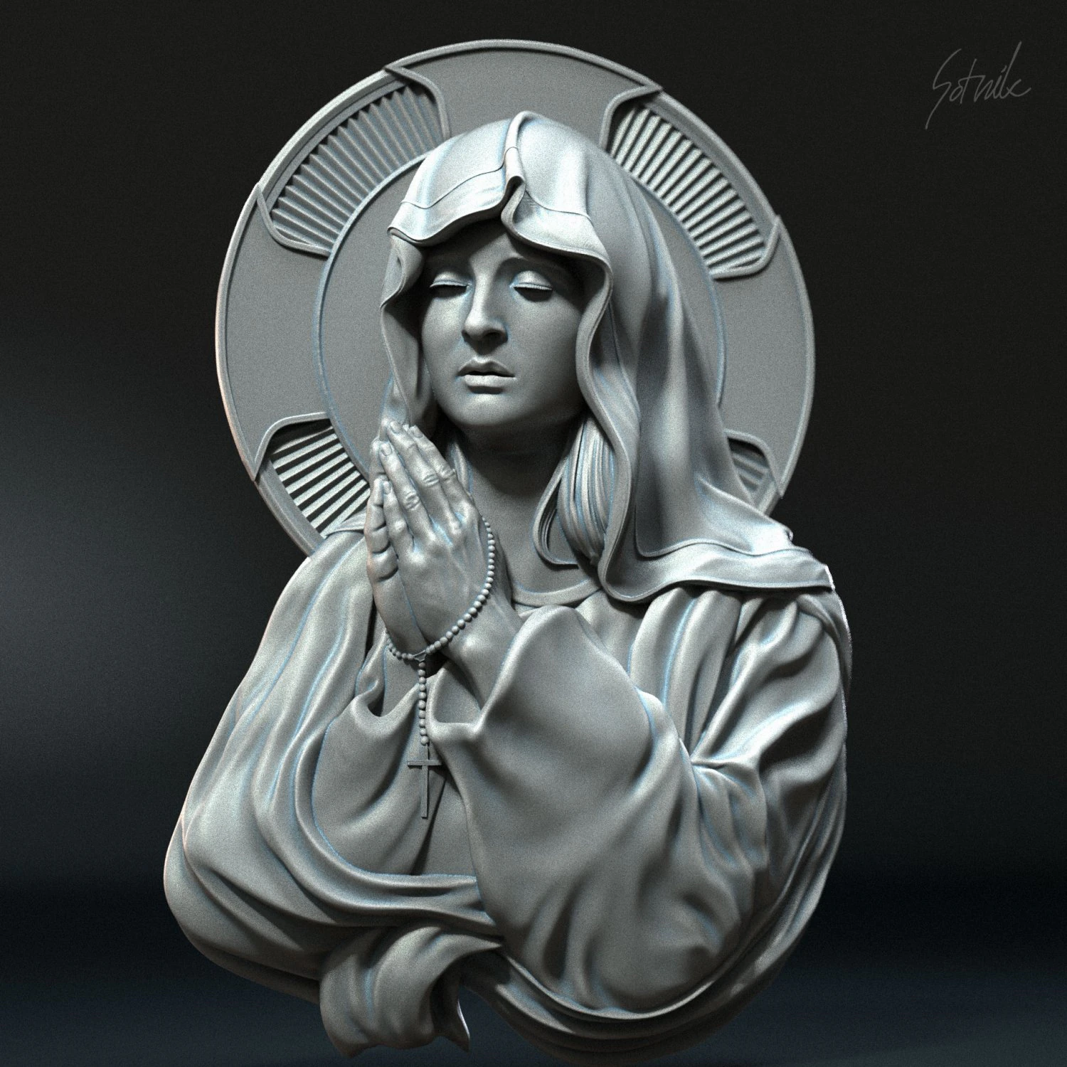 Mother Maria bas-relief 03 3D Print Model .c4d .max .obj .3ds .fbx .stl .blend 