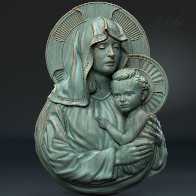 Mother Maria bas-relief 04 Modelo de Impressão 3D .c4d .max .obj .3ds .fbx .stl .blend 