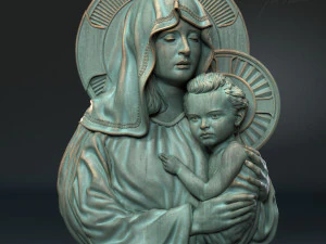 어머니 마리아 얕은 부조 04 3D 프린트 모델