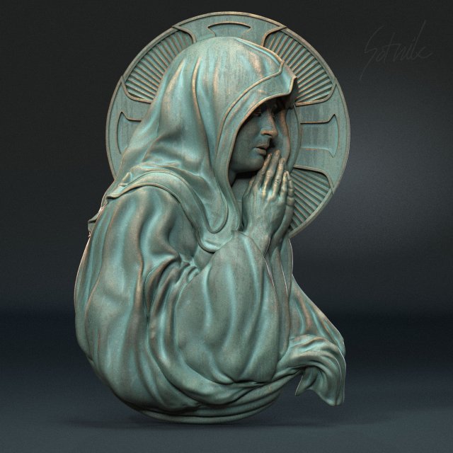 Mother Maria bas-relief 05 3D Print Model .c4d .max .obj .3ds .fbx .stl .blend 