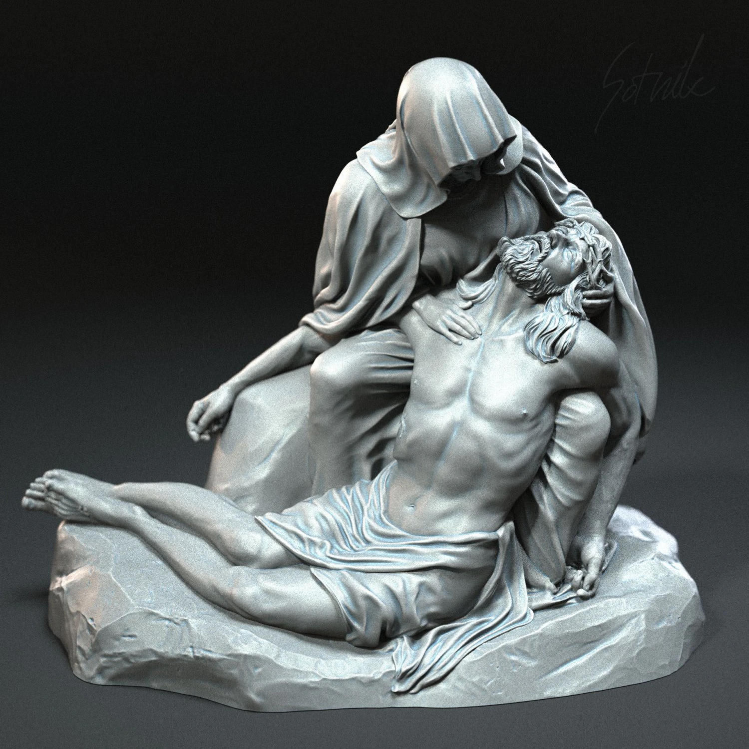 Jesus Sculpture 09 3D Print Model .c4d .max .obj .3ds .fbx .stl .blend 