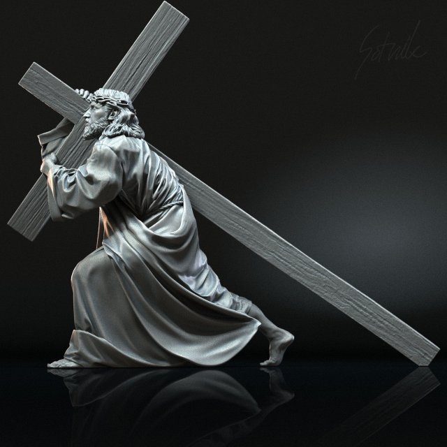 Jesus Sculpture 06 3Dプリントモデル .c4d .max .obj .3ds .fbx .stl .blend 