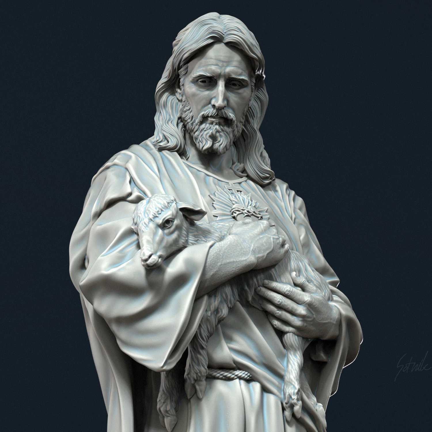 Jesus Sculpture 07 3D Print Model .c4d .max .obj .3ds .fbx .stl .blend 