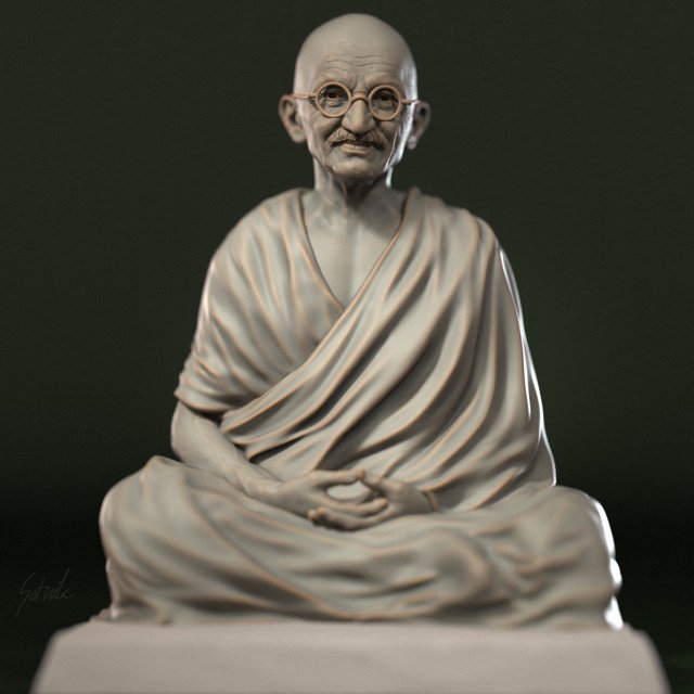 Mahatma Gandhi sculpture Modelo de Impressão 3D .c4d .max .obj .3ds .fbx .stl .blend 