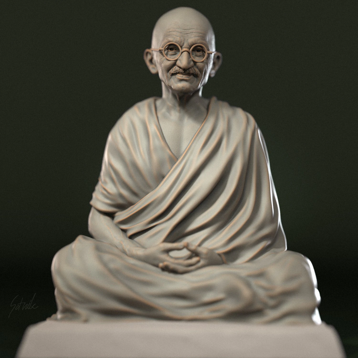 Mahatma Gandhi sculpture 3D Print Model .c4d .max .obj .3ds .fbx .stl .blend 