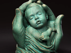 Baby In Hands Sculpture 01 3D Print Model