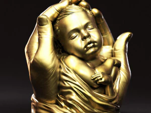 Baby In Hands Sculpture 01 3D Print Model