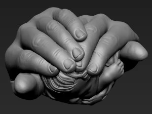 Baby In Hands Sculpture 01 3D Print Model
