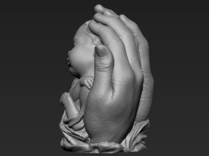 Baby In Hands Sculpture 01 3D Print Model