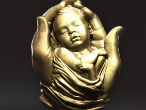 Baby In Hands Relief 01 3D Print Model