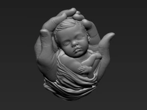 Baby In Hands Relief 01 3D Print Model