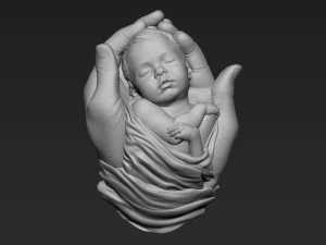 Baby In Hands Relief 01 3D Print Model