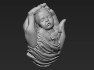 Baby In Hands Relief 01 3D Print Model