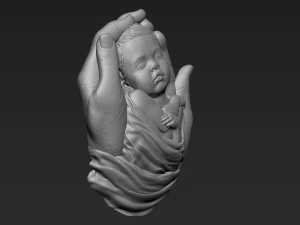 Baby In Hands Relief 01 3D Print Model