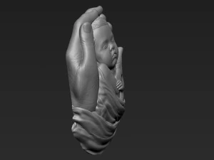 Baby In Hands Relief 01 3D Print Model