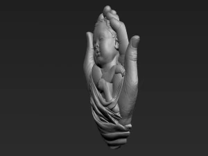 Baby In Hands Relief 01 3D Print Model
