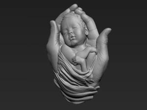 Baby In Hands Relief 01 3D Print Model