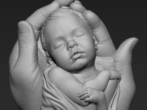Baby In Hands Relief 01 3D Print Model
