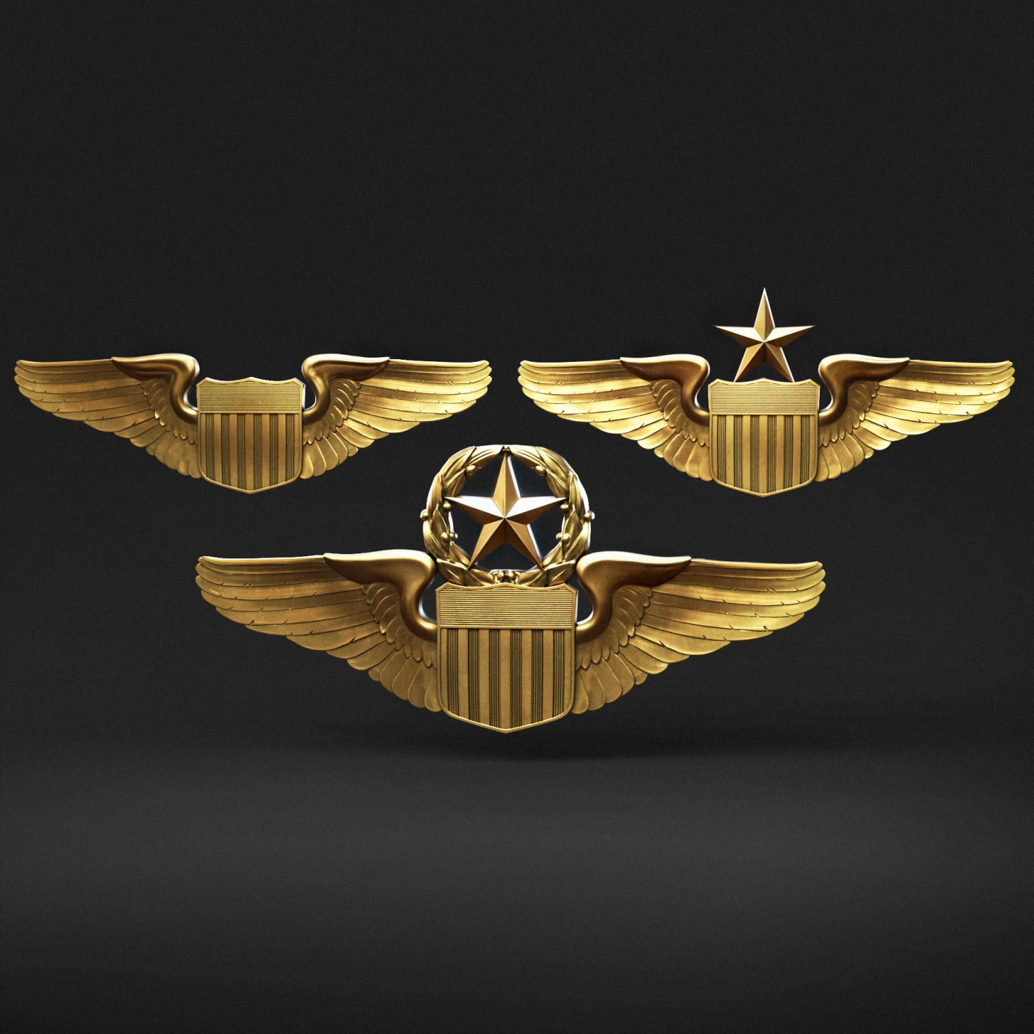 USAF Pilot Wings 3D Print Model .c4d .max .obj .3ds .fbx .stl .blend 