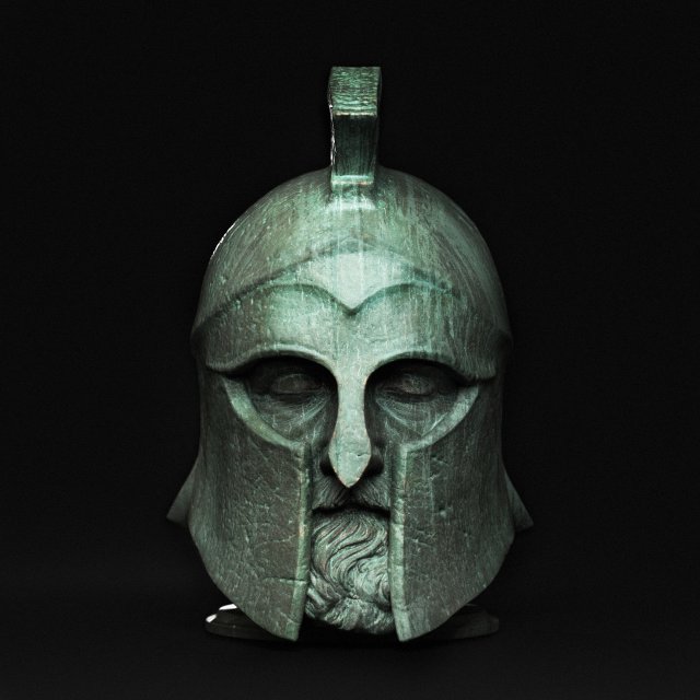 Head With Hoplite Helmet Modelo de Impressão 3D .c4d .max .obj .3ds .fbx .stl .blend 