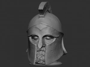 Head With Hoplite Helmet 3D Print Model
