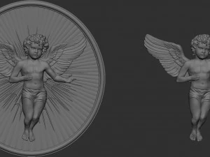 Angel Cupid Relief 02 3D Print Model