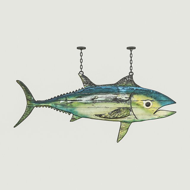 fish restaurant sign 02 3D Model .c4d .max .obj .3ds .fbx .stl .blend 