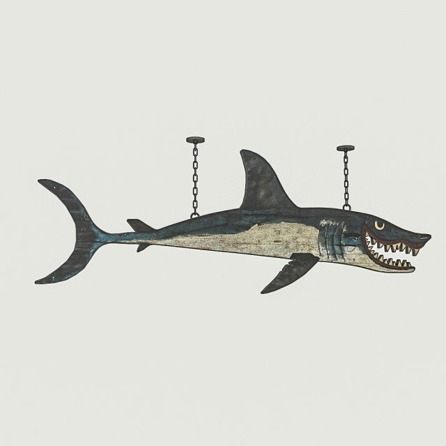 fish restaurant sign 03 3D Model .c4d .max .obj .3ds .fbx .stl .blend 