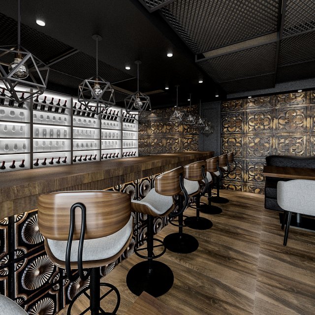 loft bar 3D Модель .c4d .max .obj .3ds .fbx .stl .blend 