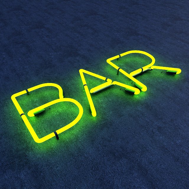 bar neon sign 3D 模型 .c4d .max .obj .3ds .fbx .stl .blend 