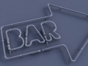neon bar sign 3D Model