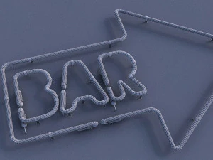 neon bar sign 3D Model