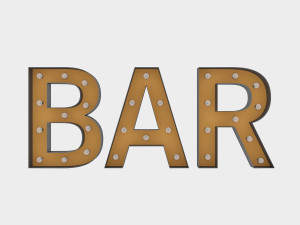 bar sign with bulb Modèle 3D
