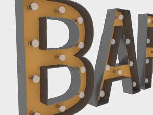 bar sign with bulb Modèle 3D