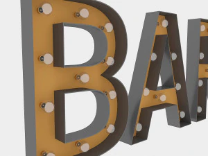 bar sign with bulb 3D Model