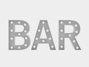 bar sign with bulb 3D Model