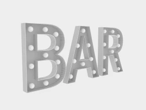 bar sign with bulb 3D Model