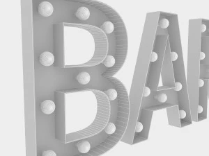 bar sign with bulb 3D Model